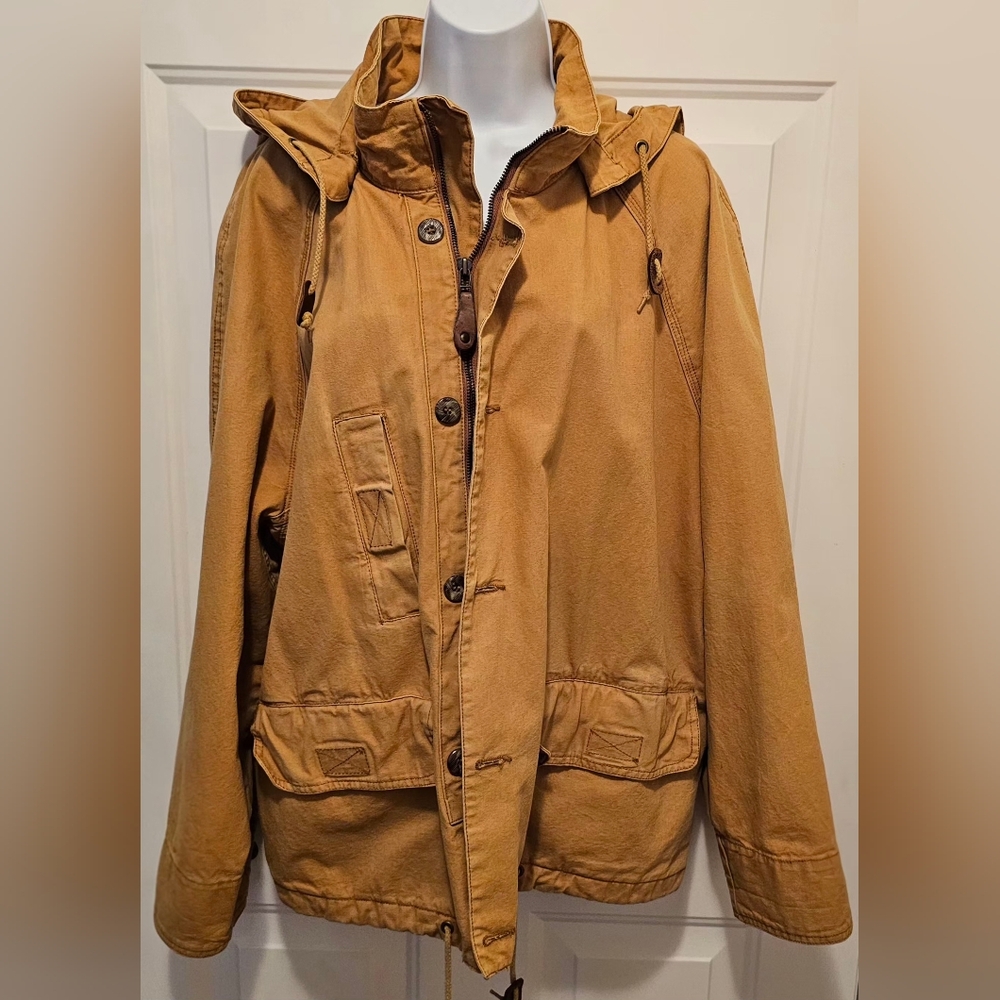 Vintage Dual Control Unisex Hooded Canvas Field Jacket Medium